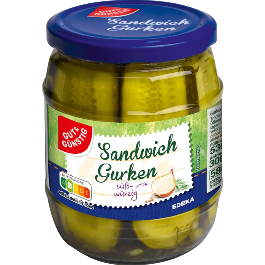 G+G - Sandwich Gherkins - 530 g glass / Sandwich Gurken