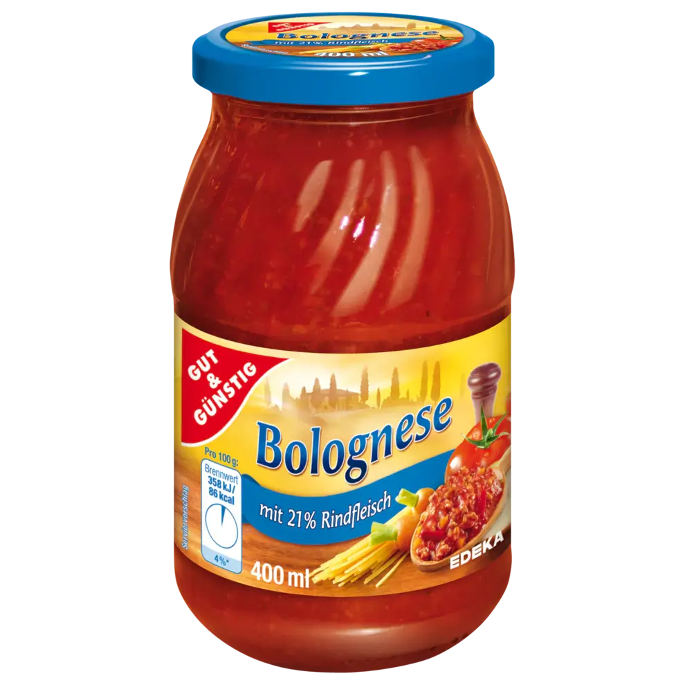 G+G - Noodle Sauce "Bologna" - 400 ml glass / Nudelsoße Bologna