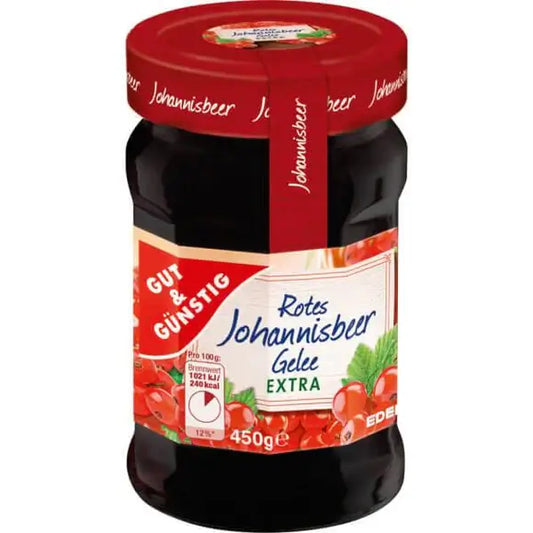 G+G - Red Currant Jelly - 450 g glass / Roter Johannisbeer-Gelee