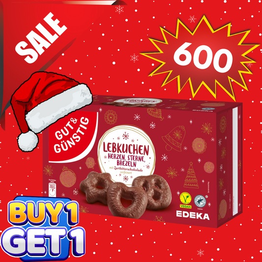 (BUY 1 TAKE 1) GUT & GÜNSTIG - LEBKUCHEN HERZEN / STERNE / BREZELN ZARTBITTER 500G