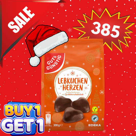 (BUY 1 TAKE 1) GÜT & GUNSTIG - LEBKUCHEN HERZEN UNGEFFUELLT ZARTBITTER 300G