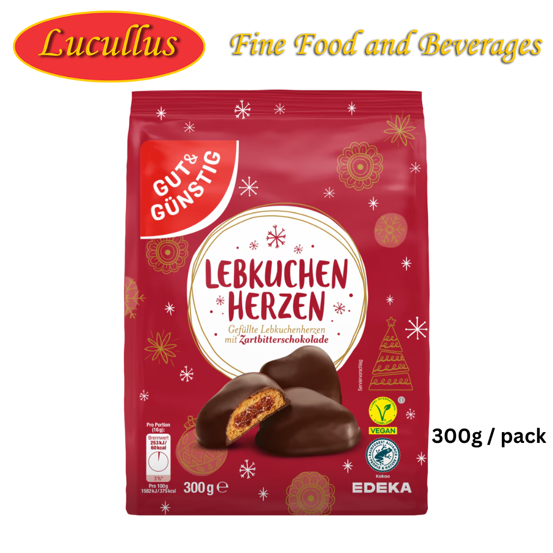 GUT & GÜNSTIG - LEBKUCHEN HERZEN GEFULTE ZARTBITTER 300G PCK