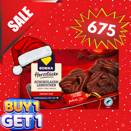 (BUY 1 TAKE 1) EDEKA - SCHOKOLADEN LEBKUCHEN HERZEN / STERNE BREZELN ZARTBITTER 500G