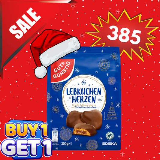 (BUY 1 TAKE 1) GÜT & GUNSTIG - LEBKUCHEN HERZEN GEFUELLT VOLLMILCH 300G