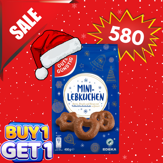 (BUY 1 TAKE 1) GÜT & GUNSTIG - MINI LEBKUCHEN HERZEN / STERNE / BREZELN VOLLMICH 400G