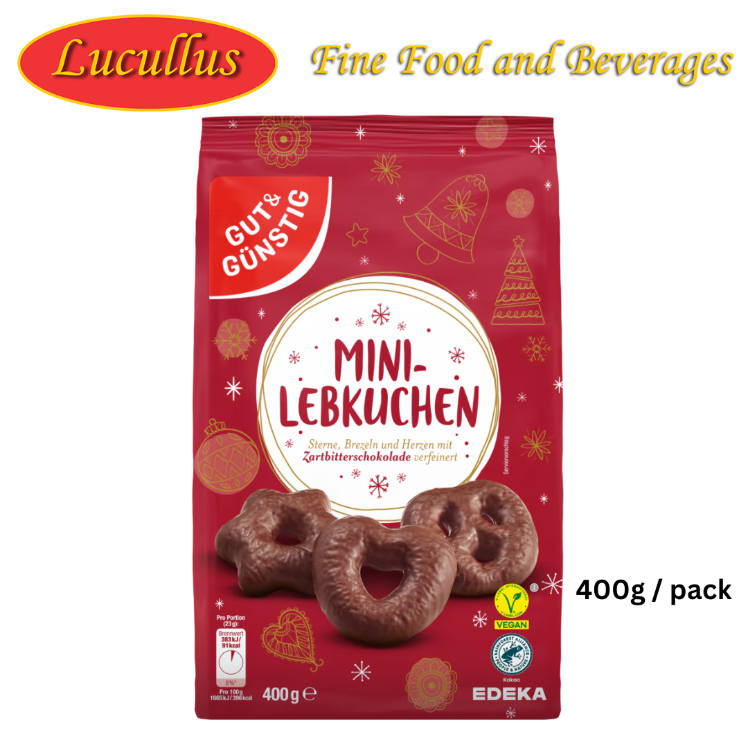 GÜT & GUNSTIG - MINI LEBKUCHEN HERZEN / STERNE / BREZELN ZARTBITTER 400G (Copy)