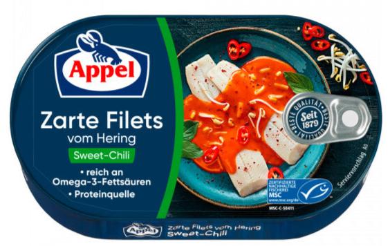 Appel - Herrings Fillet in Sweet Chili Sauce - 200 g can / Heringsfilet in soßer Chilissoße