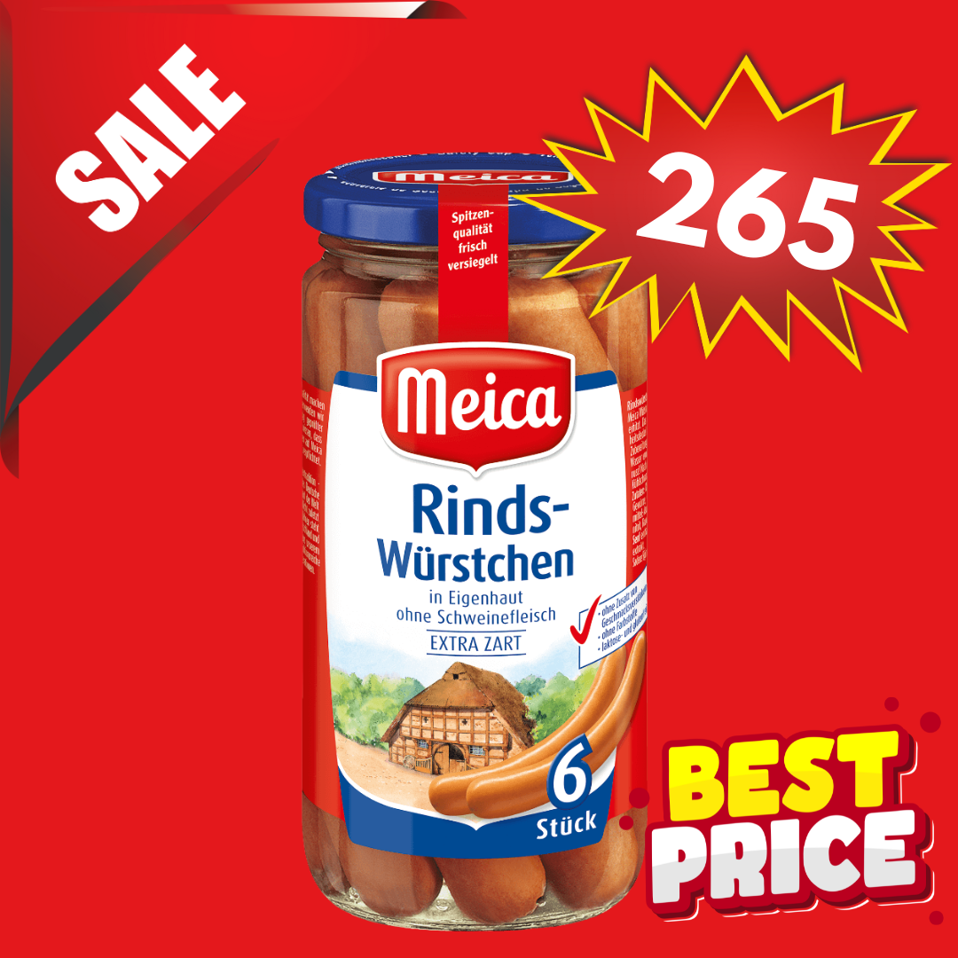 MEICA - RINDS WÜRSTCHEN / BEEF SAUSAGE 6ST=380G (24.08.2025 EPXIRY)