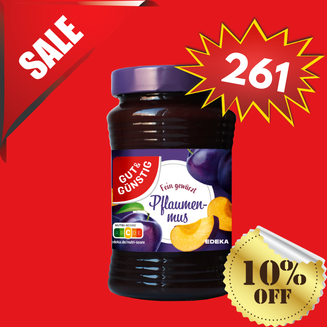 GÜT & GUNSTIG - PFLAUMENMUS / PLUM JAM - 450G GLASS (07.11.2025 EXPIRY)