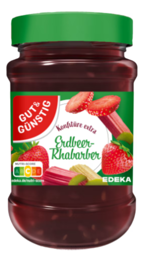 G+G - Strawberry Rhubarb Jam - 450 g glass / Erdbeer-Rhabarber-Marmelade