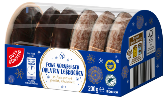 G+G Oblatenlebkuchen 2-fach sortiert 200g PK/Pack